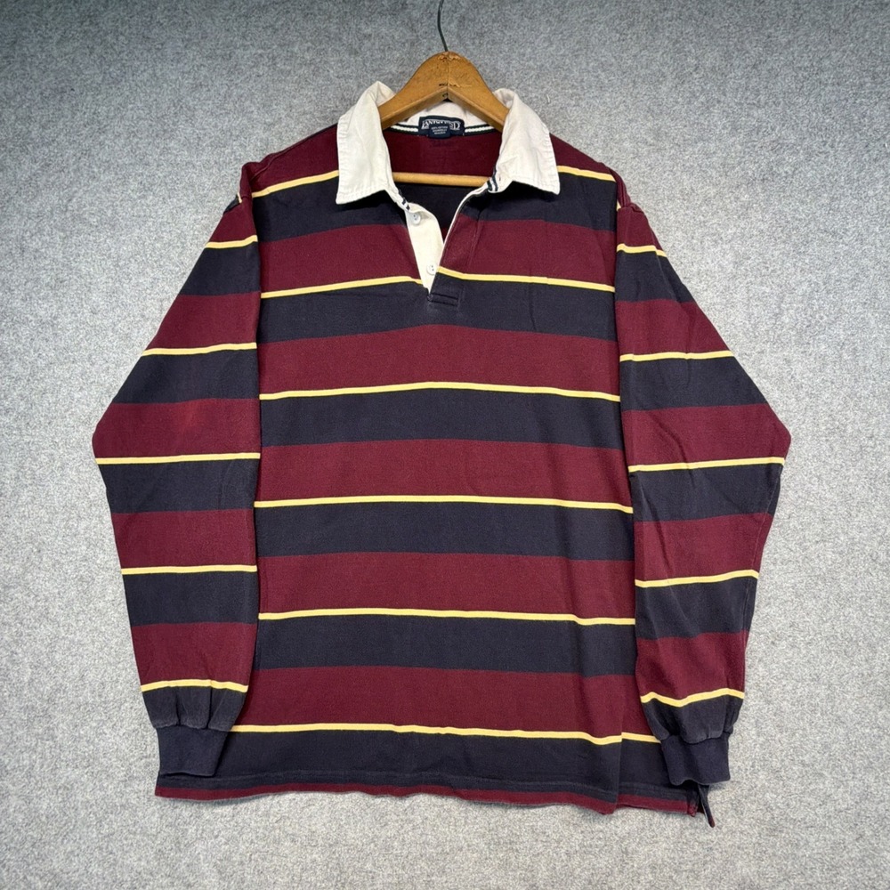 Vintage Lands End Rugby Shirt Mens XL Long Sleeve Heavy Cotton Preppy 90s